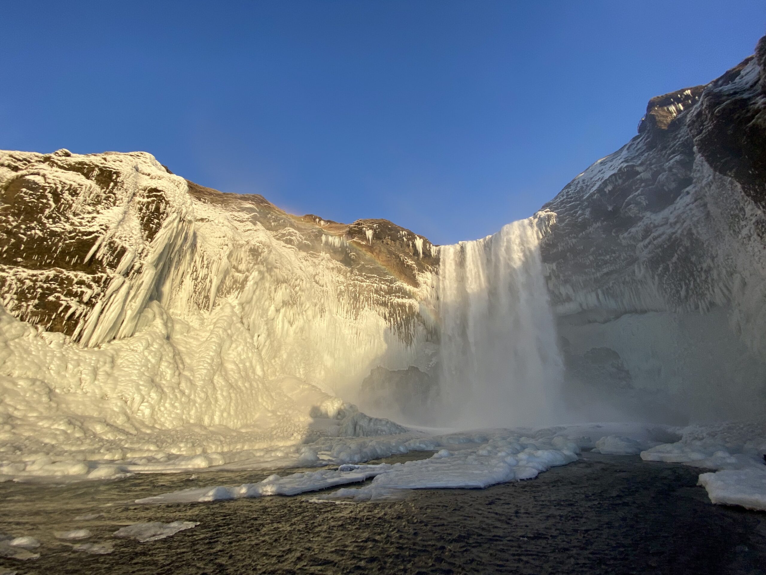 Gorgeous waterfall in the winter in Iceland. Covered in Ice.